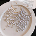 2026 New Elegant Faux Pearl Tassel Drop Earrings French Vintage Geometric Long Ear Jewelry view 4