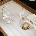 2026 New French Painted Iron Flower Bracelet Necklace Jewelry Set, Old Money Elegant Style view 1