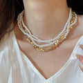 2026 New Old Money Layered Metal Faux Pearl Geometric Round Choker Necklace For Women view 3