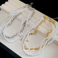 2026 New Old Money Layered Metal Faux Pearl Geometric Round Choker Necklace For Women view 2
