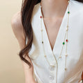 Vintage Maillard Style Oval Zircon Layered Freshwater Pearl Collarbone Necklace for Women view 3