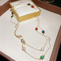 Vintage Maillard Style Oval Zircon Layered Freshwater Pearl Collarbone Necklace for Women view 2