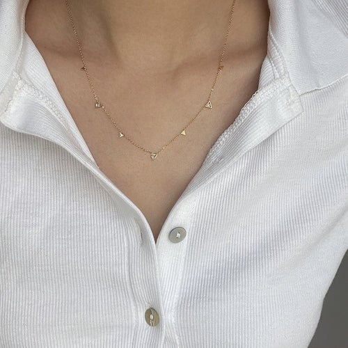 Light Luxury Copper Zircon Waterdrop Geometric Clavicle Necklace For Women