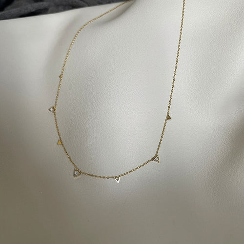 Light Luxury Copper Zircon Waterdrop Geometric Clavicle Necklace For Women