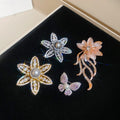 Light Luxury Copper Butterfly Brooch With Zircon Flower And Pearl For Evening Dress view 3