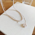 French Vintage Faux Pearl Round Beaded Necklace Light Luxury Geometric Collarbone Chain For Women view 4