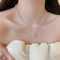 French Vintage Faux Pearl Round Beaded Necklace Light Luxury Geometric Collarbone Chain For Women view 1