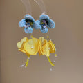 Vacation Style Chiffon Flower Artificial Crystal Tassel Drop Earrings With Silver Needle view 4