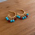 18K Gold Plated Stone Resin C Shape Tassel Stud Earrings Vintage Geometric Light Luxury Jewelry view 4