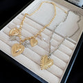 Light Luxury Vintage Court Style Double Layer Alloy Rhinestone Heart Choker Necklace For Women view 4