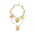 Light Luxury Vintage Court Style Double Layer Alloy Rhinestone Heart Choker Necklace For Women view 5