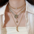 Light Luxury Alloy Multilayer Zircon Round Chain Necklace Vintage Geometric Collarbone Choker view 1