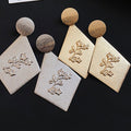 Statement Iron Rhombus Print Pendant Drop Earrings With Silver Pins For Women view 1