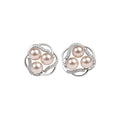 Light Luxury Faux Pearl Zircon Flower Stud Earrings Vintage Elegant Round Geometric Jewelry view 5