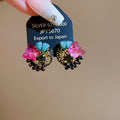 Vintage Crystal Butterfly Teardrop Stud Earrings With Silver Needle Posts, Court Style view 3