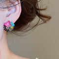 Vintage Crystal Butterfly Teardrop Stud Earrings With Silver Needle Posts, Court Style view 4