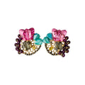 Vintage Crystal Butterfly Teardrop Stud Earrings With Silver Needle Posts, Court Style view 5