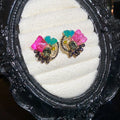 Vintage Crystal Butterfly Teardrop Stud Earrings With Silver Needle Posts, Court Style view 1