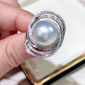 Imitation Pearl Princess Style Ring For Women Spiral Line Design Glossy Fashion Jewelry view 3