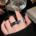 European Style Alloy Hexagon Open Ring With Rhinestone Inlay Minimalist Geometric Finger Jewelry view 3