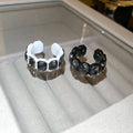 European Style Alloy Hexagon Open Ring With Rhinestone Inlay Minimalist Geometric Finger Jewelry view 4