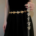 Vintage Old Money Iron Floral Waist Chain Necklace Two Way Light Luxury Fashion Accessory view 1