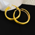 Minimalist Brushed Copper Round Hoop Earrings With Silver Pins Geometric Modern Style view 4