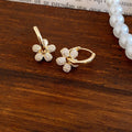 14K Gold Plated Copper Zircon Flower Pendant Drop Earrings For Women Light Luxury Style view 4