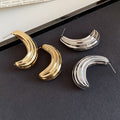 Metal Textured Teardrop Stud Earrings Minimalist European American Style Iron Jewelry view 2
