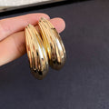 Metal Textured Teardrop Stud Earrings Minimalist European American Style Iron Jewelry view 4