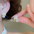 Zircon Resin Irregular Butterfly Flower Stud Earrings Sweet Summer Style For Women view 4