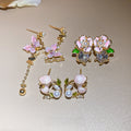 Zircon Resin Irregular Butterfly Flower Stud Earrings Sweet Summer Style For Women view 3