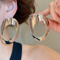 2026 New Alloy Irregular Pleated Geometric Stud Earrings For Women, European American Fashion Jewelry view 4