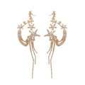Copper Rhinestone Round Flower Tassel Drop Earrings With Silver Needle Posts view 5