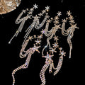 Copper Rhinestone Round Flower Tassel Drop Earrings With Silver Needle Posts view 2