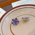 Elegant Purple Crystal Flower Petal Rhinestone Alloy Silver Needle Studs For Women Luxury Statement Earrings view 4