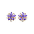 Elegant Purple Crystal Flower Petal Rhinestone Alloy Silver Needle Studs For Women Luxury Statement Earrings view 5