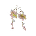 Rhinestone Oval Resin Flower Tassel Drop Earrings, Sweet Vacation Style Floral Ear Hooks view 5