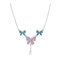 Alloy Enamel Flower Rhinestone Butterfly Stud Earrings Necklace Jewelry Set For Women view 5