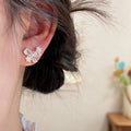 Korean Style Alloy Bow Flower Zircon Stud Earrings Sweet Fresh Delicate Fashion Jewelry view 3
