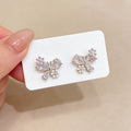 Korean Style Alloy Bow Flower Zircon Stud Earrings Sweet Fresh Delicate Fashion Jewelry view 4