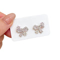 Korean Style Alloy Bow Flower Zircon Stud Earrings Sweet Fresh Delicate Fashion Jewelry view 5