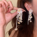 Resin Floral Beaded Tassel Drop Earrings For Women, Cute Colorful Flower Beach Vacation Jewelry view 4