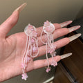 Resin Floral Beaded Tassel Drop Earrings For Women, Cute Colorful Flower Beach Vacation Jewelry view 3