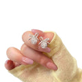 Alloy Bow Stud Earrings With Sparkling Zircon, Light Luxury Sweet Exotic Style Face Slimming Jewelry view 5