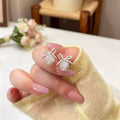 Alloy Bow Stud Earrings With Sparkling Zircon, Light Luxury Sweet Exotic Style Face Slimming Jewelry view 4