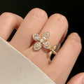 Copper Zircon Star Flower Open Ring Light Luxury Elegant Fashion Ring For Index Finger view 4
