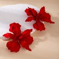 Elegant Vintage Oversized Red White 3D Acrylic Flower Statement Beach Vacation Dangle Drop Earrings view 3