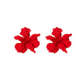 Elegant Vintage Oversized Red White 3D Acrylic Flower Statement Beach Vacation Dangle Drop Earrings view 5