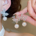 18K Gold Plated Zircon Butterfly Faux Pearl Jewelry Set Sweet Earrings Necklace Bracelet view 4